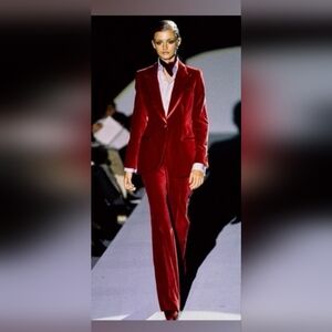 Elegant Red Velvet Women's Suit